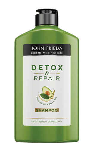 Детоксикиращ възстановяващ шампоан за суха, стресирана и увредена коса John Frieda Detox & Repair Shampoo 250ml