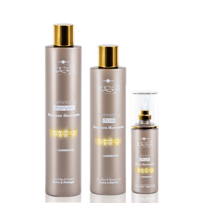 Комплект за подхранване и блясък 3 части Hair Company Professional Illuminating Sеt Shampoo + Mask+ Drops