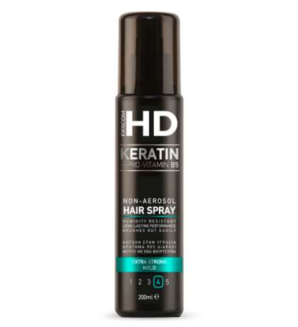 Течен лак за коса супер силна фиксация Farcom HD Keratin Non Aerosol Hairspray Extra Strong Hold 200ml 
