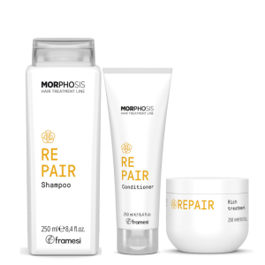 Възстановяващ сет за увредена коса Framesi Morphosis Repair Set 3pcs Shampoo + Conditioner+ Mask