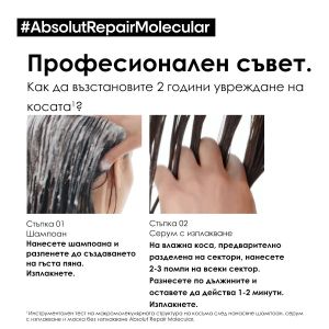 Шампоан за увредена коса със система за защита на пептидните връзки Loreal Professionnel Serie Expert Absolut Repair Molecular Shampoo 300ml
