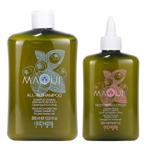 Възстановяващ веган сет за изтощена и третирана коса Echosline MAQUI3 Restoring Set Shampoo + Lotion