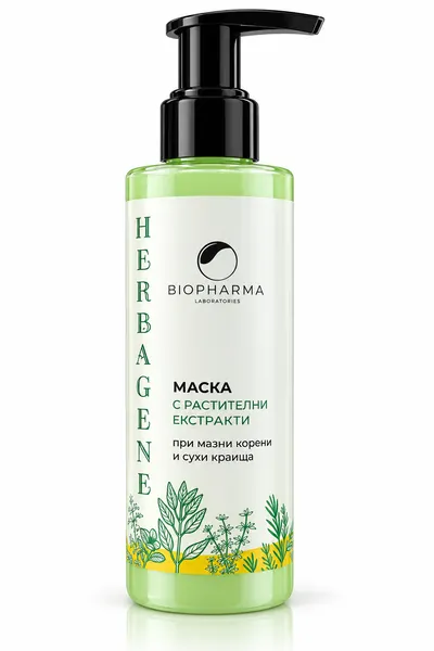 Маска против косопад, мазни корени и сухи краища Biopharma Herbagene Hair Mask 150ml