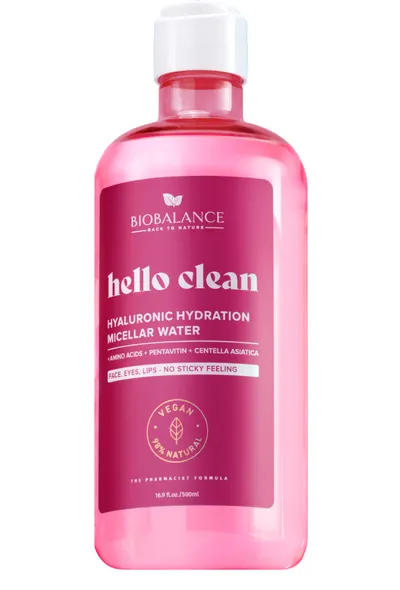 Мицеларна вода с хиалуронова киселина Biobalance Hello Clean Hyaluronic Hydration 500 мл