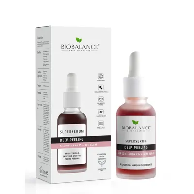 Серум за дълбок пилинг с AHA 10%, BHA 2% и червени водорасли Biobalance Super Serum 30 мл