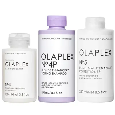 Възтановяващ и тониращ сет за блондинки Olaplex No.3, No.4P, No5
