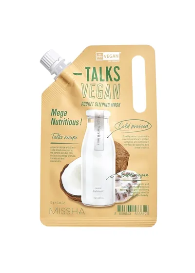 Нощна подхранваща веган маска с екстракт от Кокос и Нони Missha Talks Vegan Pocket Sleeping Mask Mega Nutritious