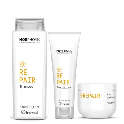 Възстановяващ сет за увредена коса Framesi Morphosis Repair Set 3pcs Shampoo + Conditioner+ Mask
