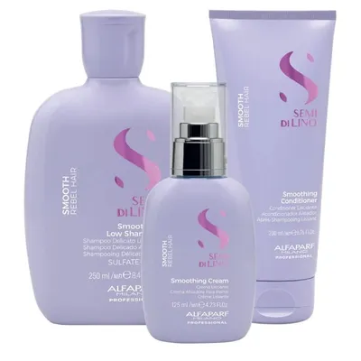 Alfaparf Semi di Lino Smooth Rebel Hair Shampoo + Conditioner + Cream