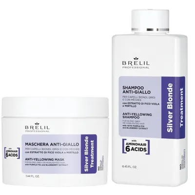 Brelil Silver Blonde Set for Blonde and Gray Hair – Shampoo 250 ml + Mask 220 ml