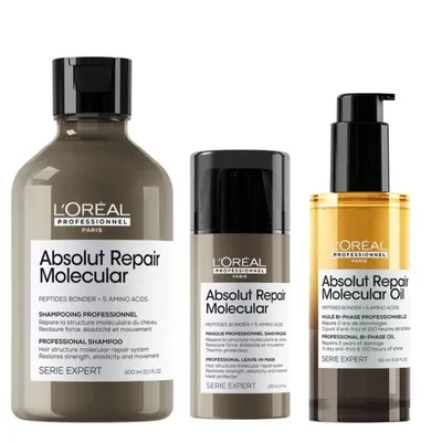 Loreal Professionnel Absolut Repair Molecular Shampoo + Leave-in Mask + Oil