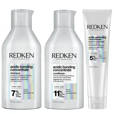 Redken Acidic Bonding Concentrate Shampoo + Conditioner + Leave-In Set