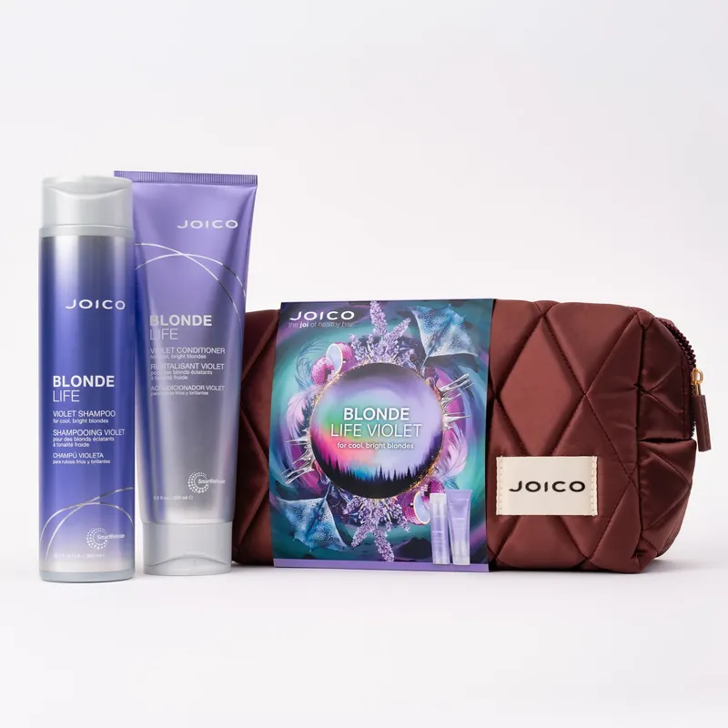 Комплект против жълти оттенъци JOICO Blonde Life Violet Duo Set + несесер