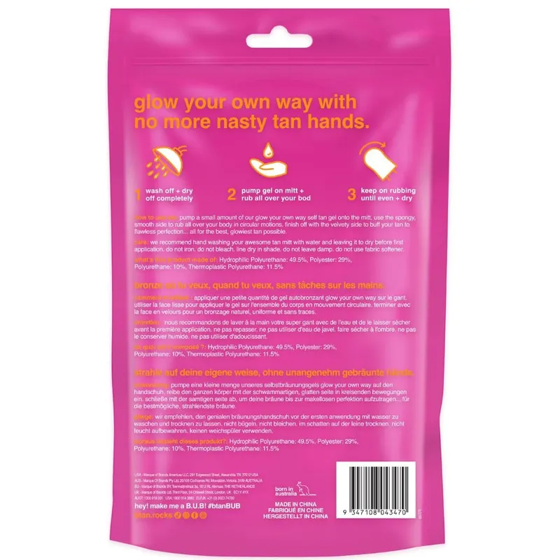 Ръкавица за нанасяне на автобронзант гел B.TAN Glow Your Own Way Smooth Gel Mitt — снимка 2