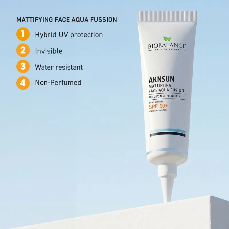 Матиращ слънцезащитен крем за проблемна кожа Biobalance Aknsun SPF 50 40 мл — снимка 3