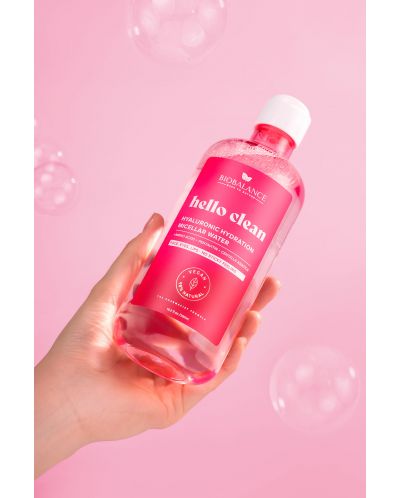Мицеларна вода с хиалуронова киселина Biobalance Hello Clean Hyaluronic Hydration 500 мл — снимка 3