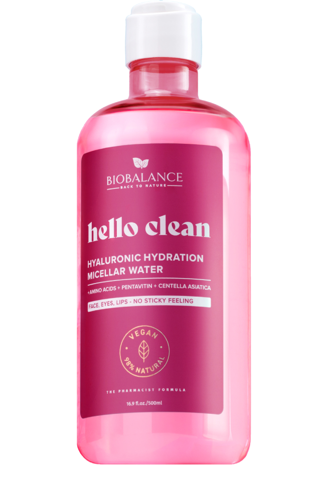 Мицеларна вода с хиалуронова киселина Biobalance Hello Clean Hyaluronic Hydration 500 мл