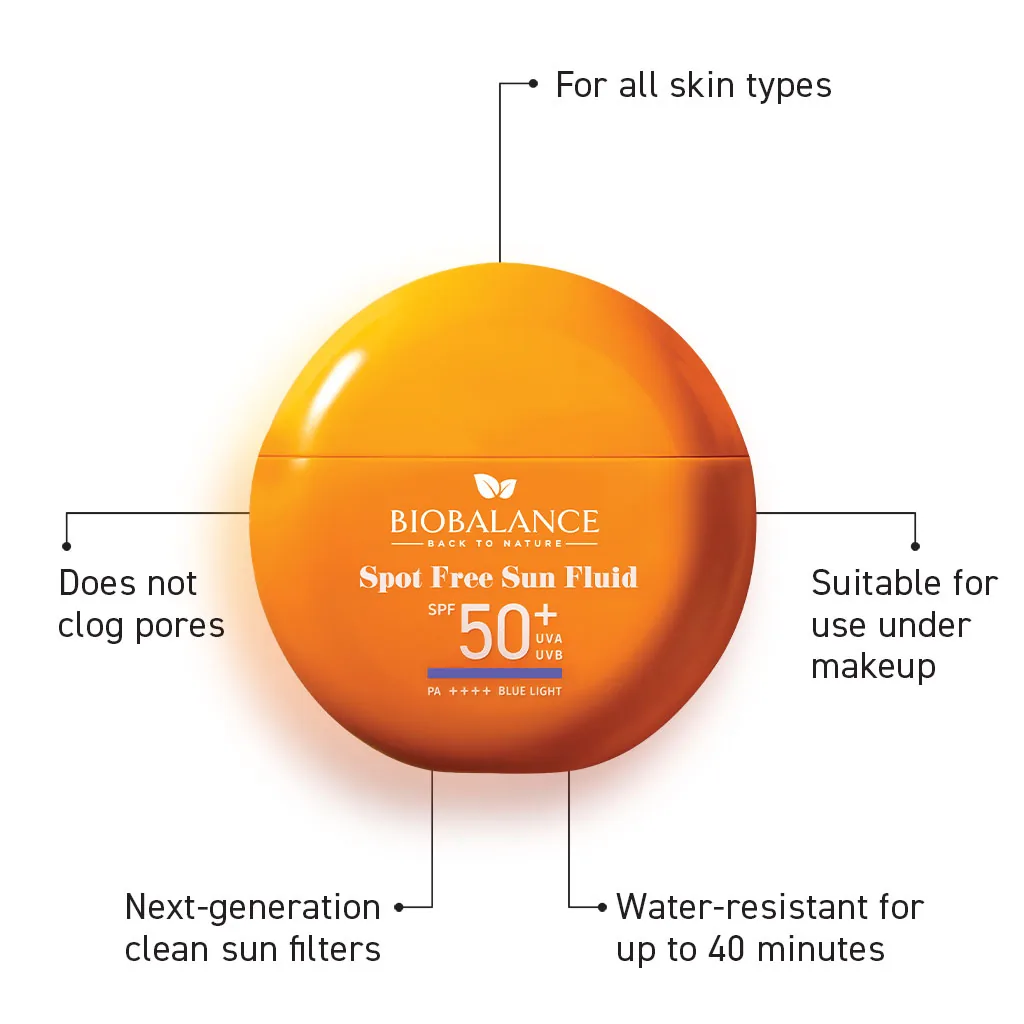 Слънцезащитен флуид против петна за всеки тип кожа Biobalance Spot Free SPF 50+ 40 г — снимка 3