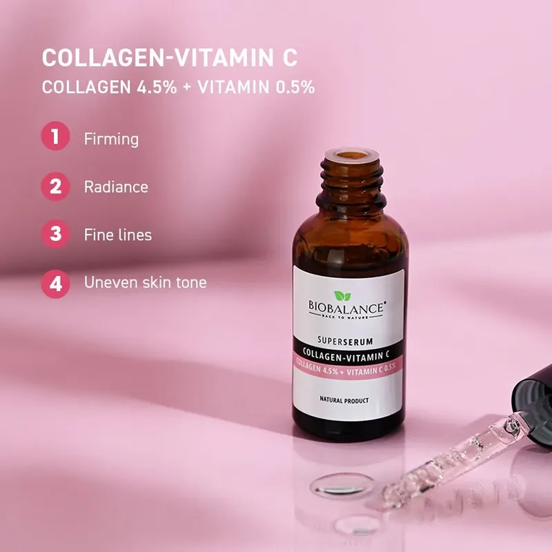 Серум за лице с колаген и витамин C Biobalance Super Serum 30 мл — снимка 3