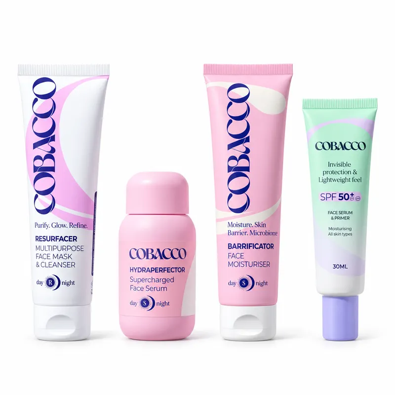 Cobacco Beauty Skin Routine (Resurfacer, Hydraperfector, Barrificator, SPF 50+)