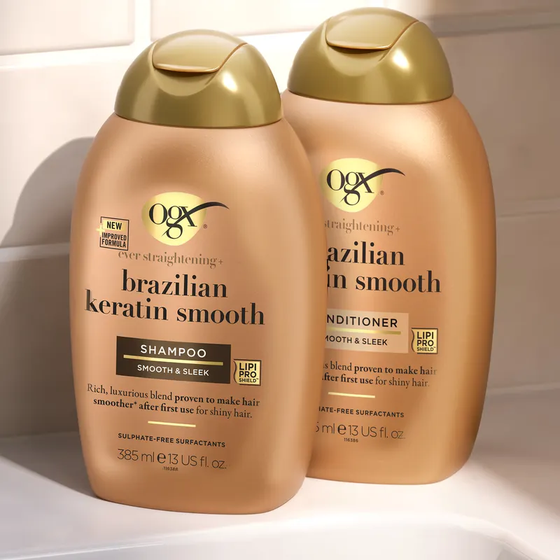 Изглаждащ балсам с бразилски кератин OGX Brazilian Keratin Smooth 385 мл — снимка 2