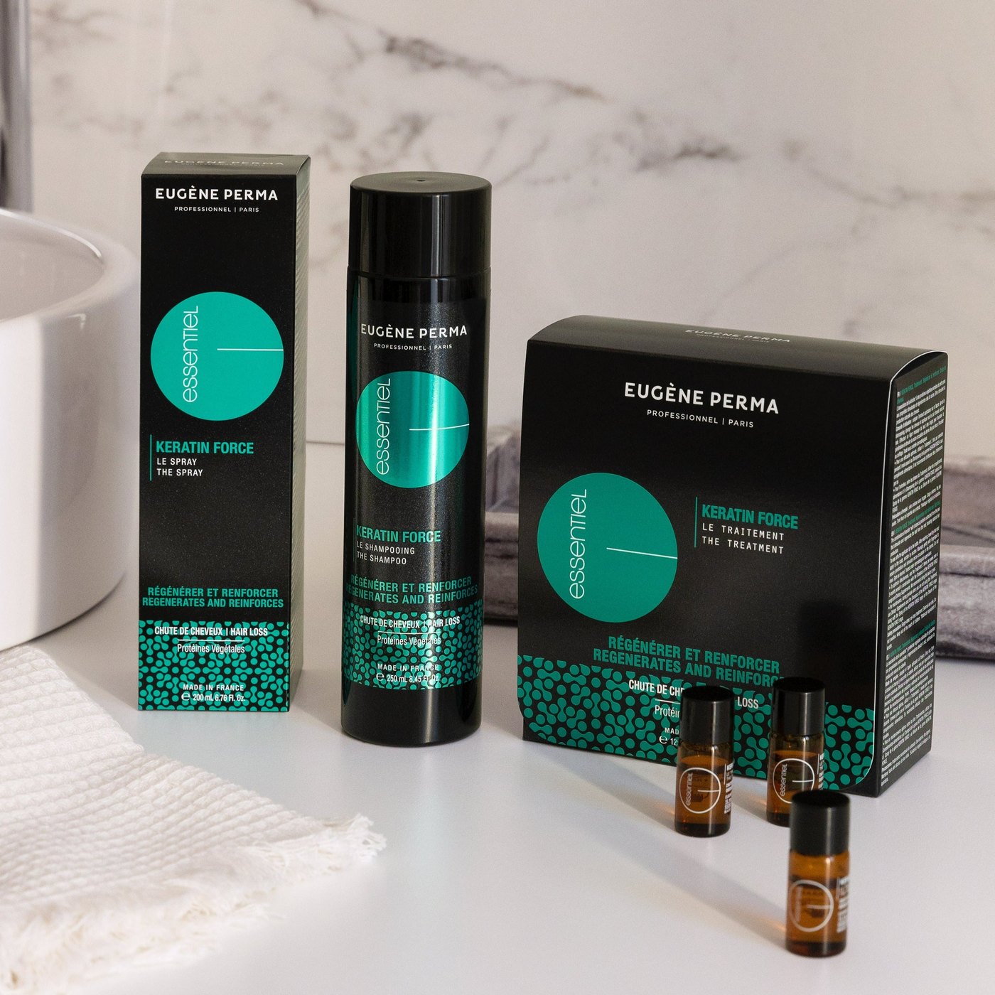 Шампоан Кератин Force против косопад – Eugene Perma Essentiel Keratin Force 1000 ml