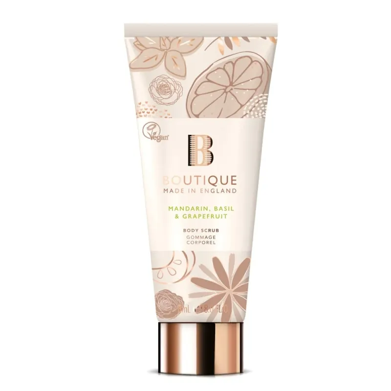 Скраб за тяло Мандарина, Босилек и Грейпфрут Boutique Mandarin, Basil & Grapefruit Body Scrub 225gr