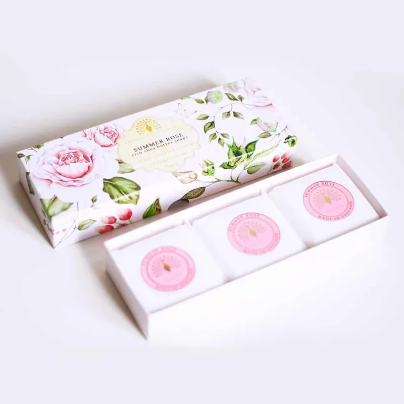 Комплект луксозни сапуни в кутия с Роза The English Soap Company Summer Rose Soap 3x100g — 2