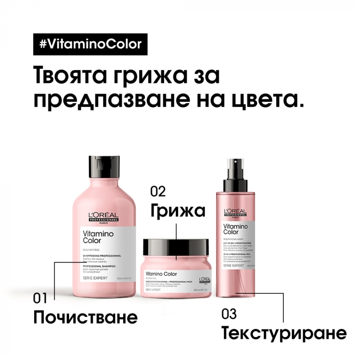 Шампоан за запазване на цвета и блясъка на боядисана коса Loreal Professionnel Serie Expert Vitamino Color Resveratrol Shampo