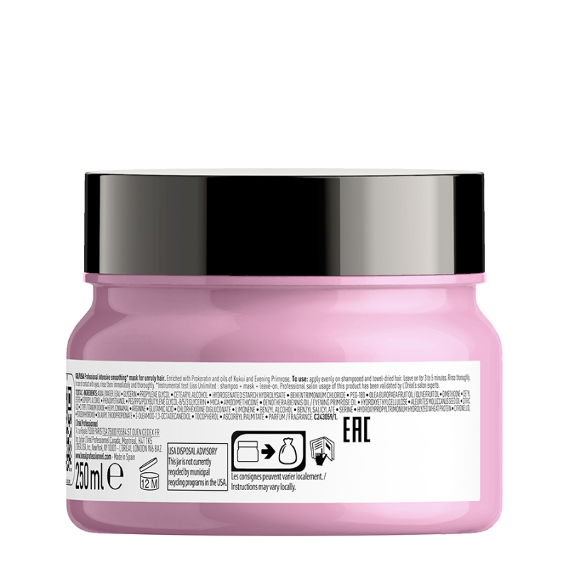 Маска за интензивно изглаждане на непокорна коса Loreal Professionnel Serie Expert Liss Unlimited Mask 250ml — снимка 2