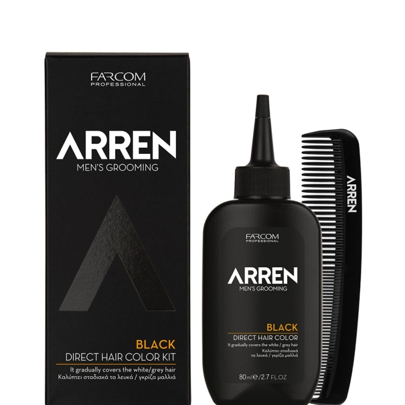 Комплект мъжка черна тонираща боя за коса Arren Men's Grooming Black Direct Hair Color Kit 80ml — 2