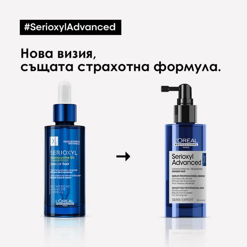 Серум за уплътняване и сгъстяване на косата Loreal Professionnel Serioxyl Advanced Denser Hair Serum 90ml — снимка 2