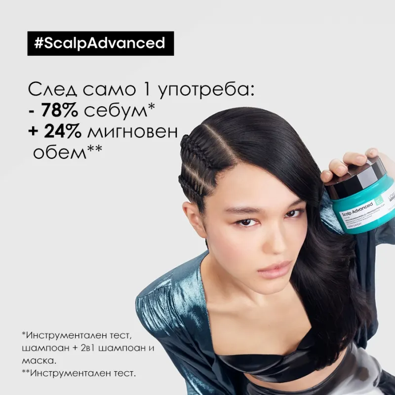 Грижа 2 в 1 шампоан и маска за скалп, склонен към омазняване Loreal Professionnel Serie Expert Scalp Advanced Anti-Oiliness 2