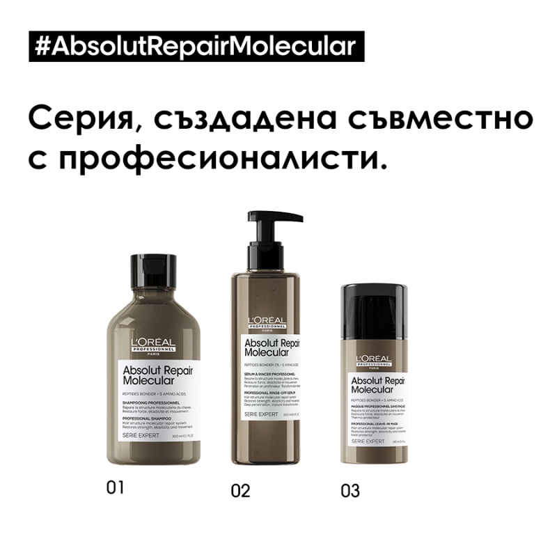 Шампоан за увредена коса със система за защита на пептидните връзки Loreal Professionnel Serie Expert Absolut Repair Molecula