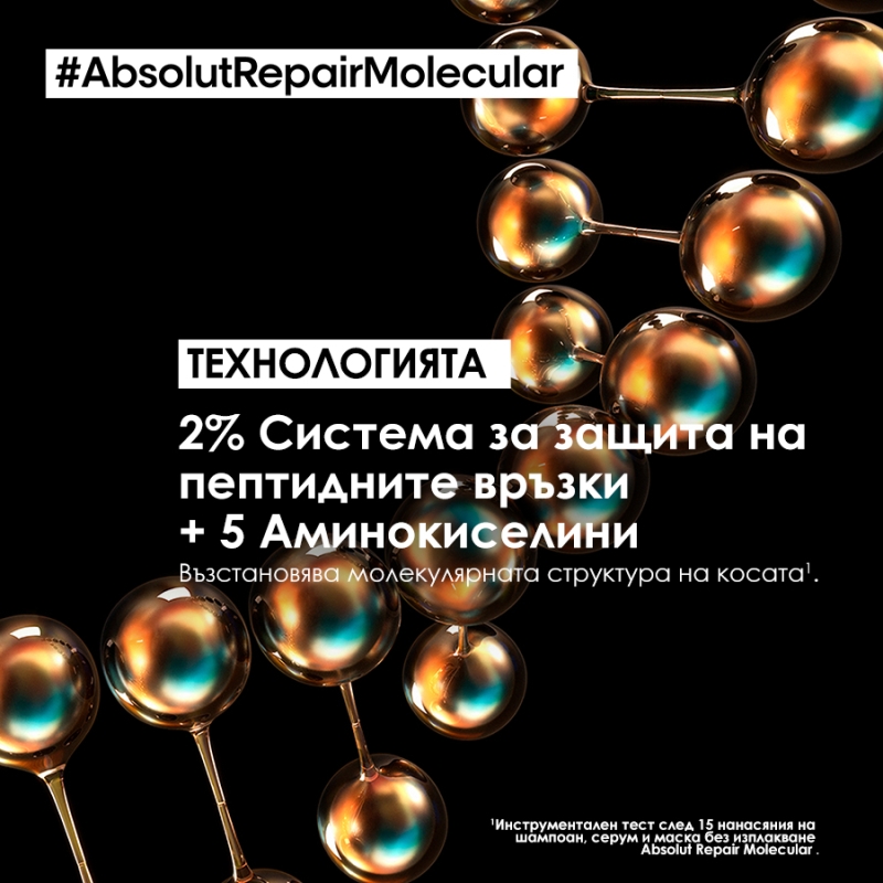 Шампоан за увредена коса със система за защита на пептидните връзки Loreal Professionnel Serie Expert Absolut Repair Molecula