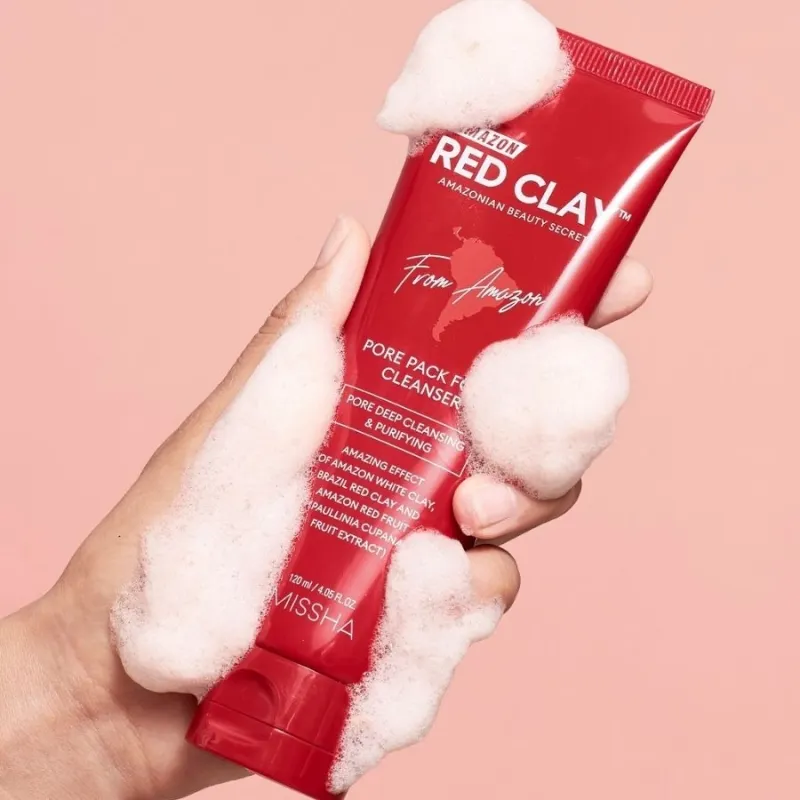 Missha Amazon Red Clay Pore Pack Foam Cleanser 120ml — 2