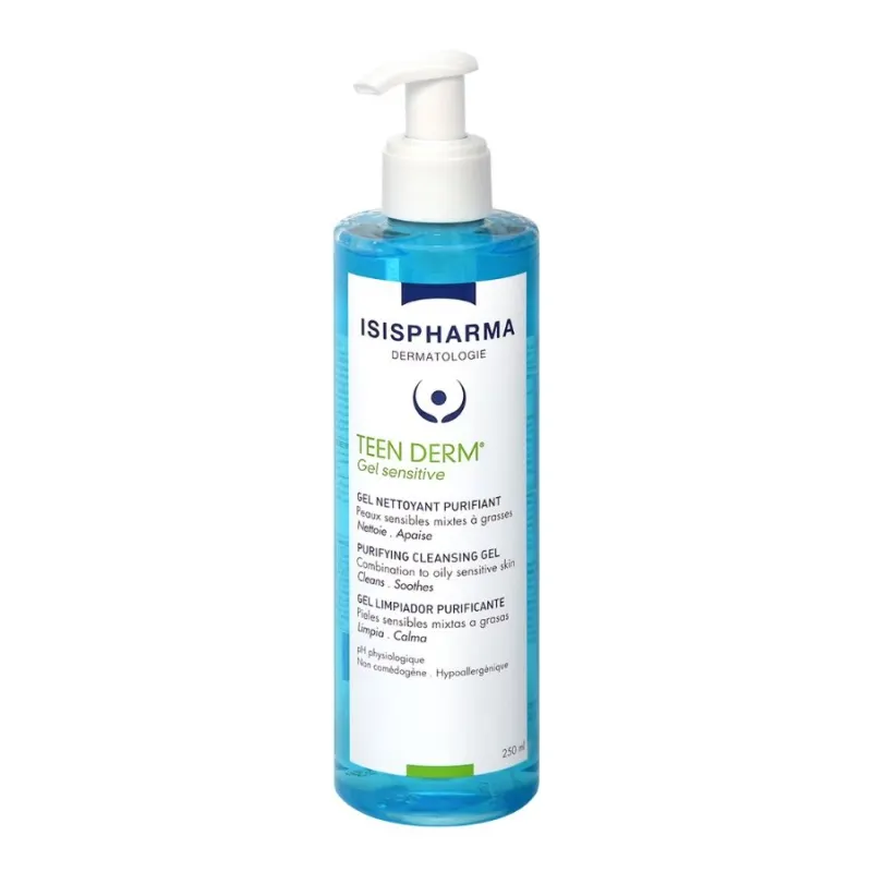 Почистващ гел за възпалена и мазна кожа Isis Pharma Teen Derm Gel Sensitive Purifying cleansing gel 250ml