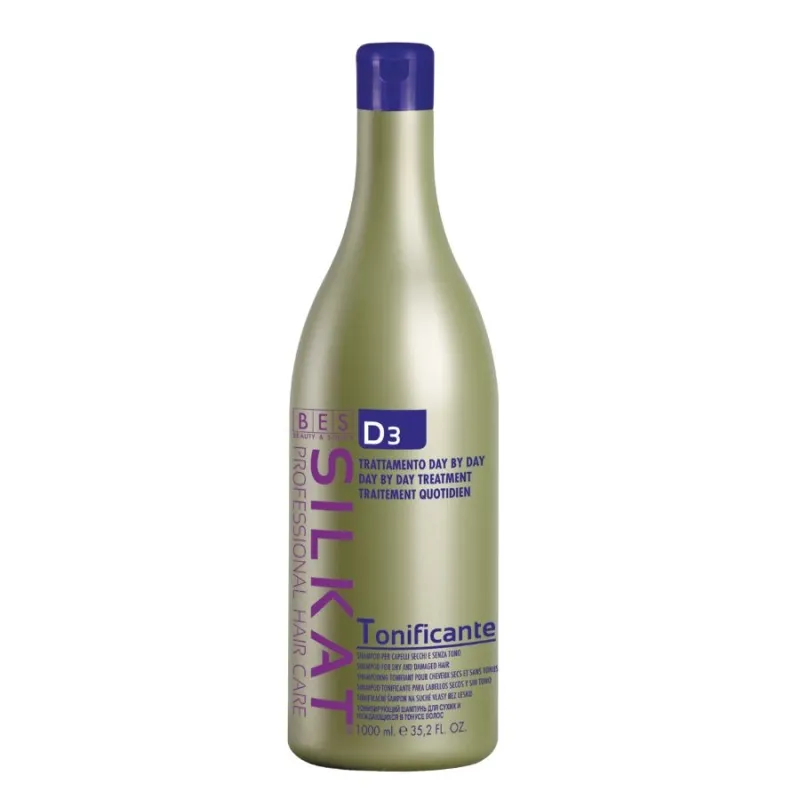 Тонизиращ шампоан за суха, чувствителна и увредена коса BES Silkat Tonificante D3 Shampoo — снимка 2