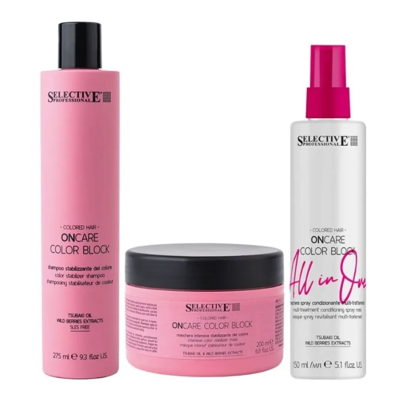 Selective OnCare Color Block Shampoo + Mask + Multibenefit Spray Mask Set