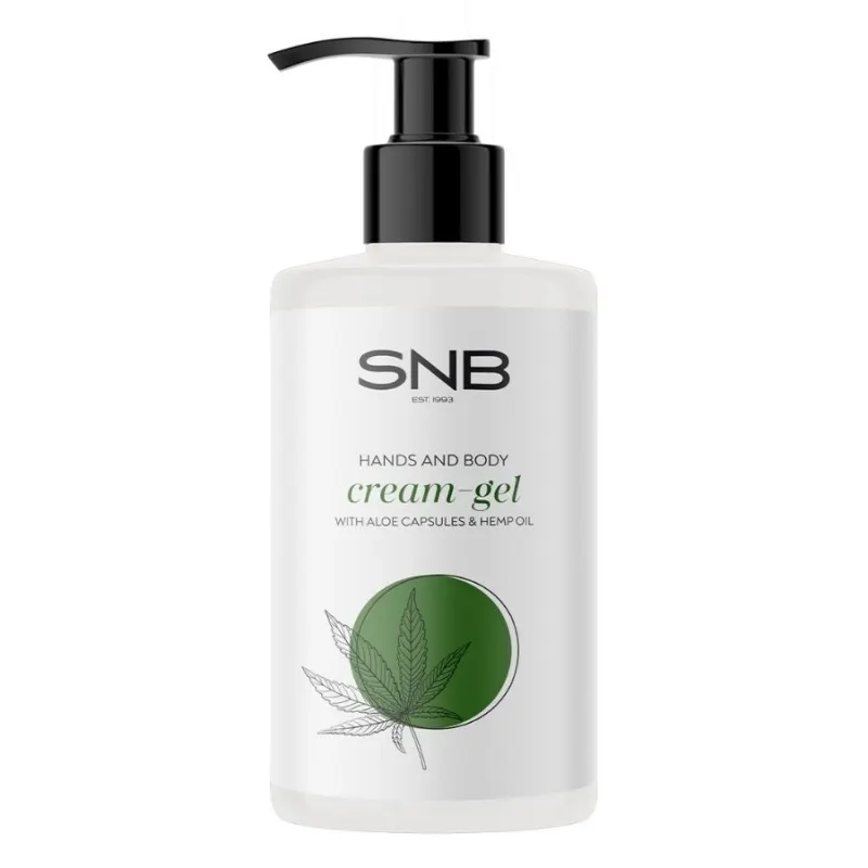 Крем-гел за ръце и тяло със сфери Алое Вера и конопено масло SNB Aloe Vera & Hemp Oil Cream Gel Hands & Body — снимка 3