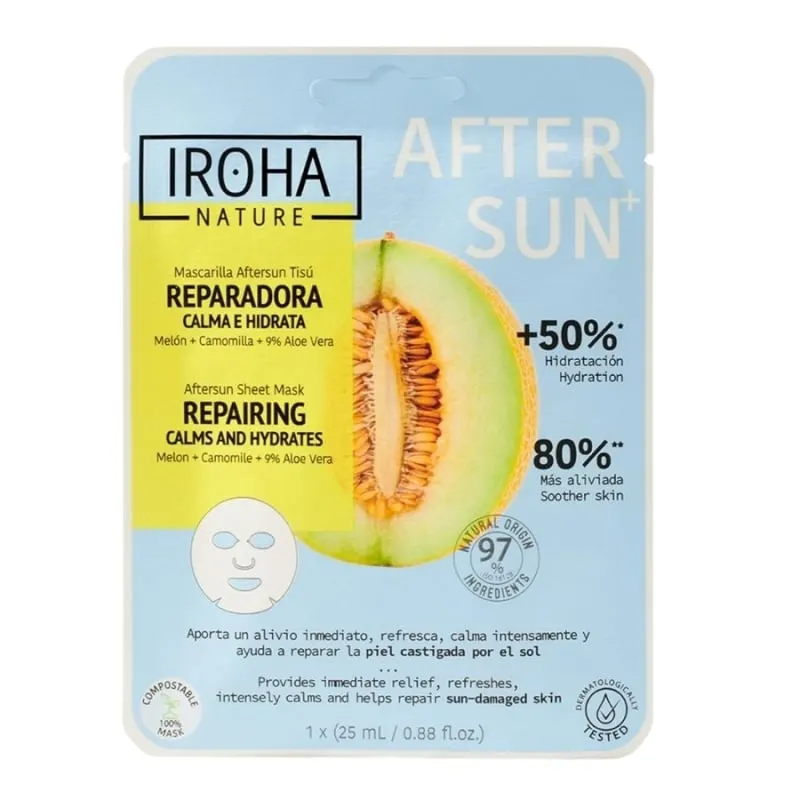 Възстановяваща маска за лице след слънце Iroha Repairing Aftersun Face Sheet Mask Melon