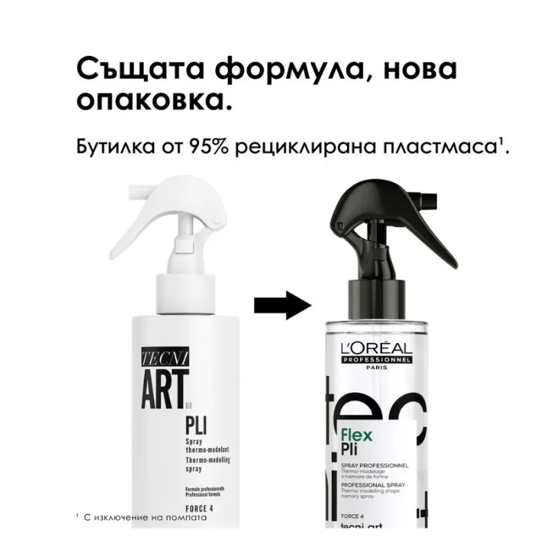Термо-моделиращ спрей за визии с обем в корена Loreal Professionnel Techni Art Pli Spray 190ml — снимка 2