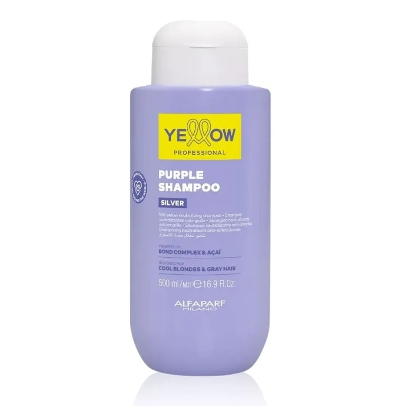 Професионален шампоан за неутрализиране на жълти тонове с Bond Complex и акай – Yellow Professional Silver Purple Shampoo 500 ml