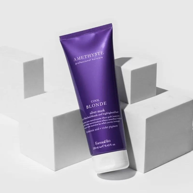 Маска за неутрализирани на нежелани жълти оттенъци Farmavita Amethyste Cool Blonde Silver Mask 250 ml — снимка 2