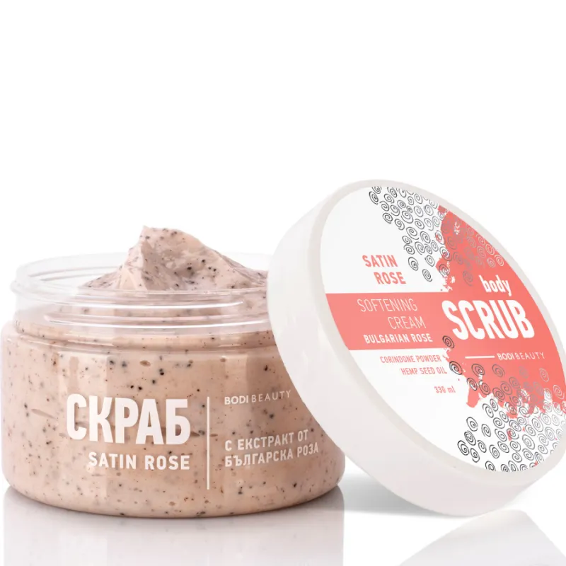 Нежен скраб за тяло с екстракт от българска роза Bodi Beauty Body Scrub Saten Rose 330ml