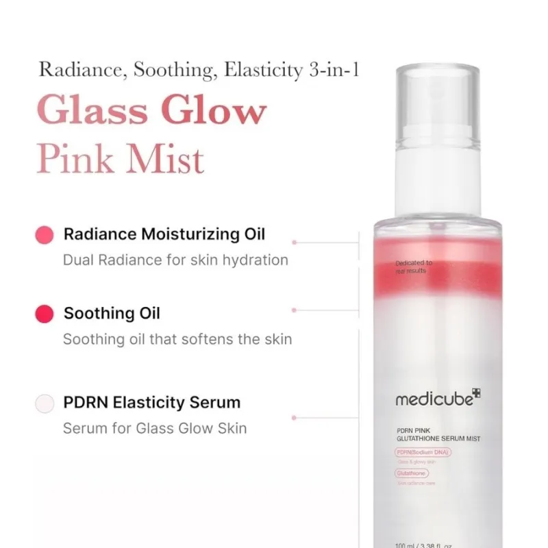Мист с PDRN и глутатион за сияйна и хидратирана кожа – Medicube PDRN Pink Glutathione Serum Mist 100 ml — снимка 2
