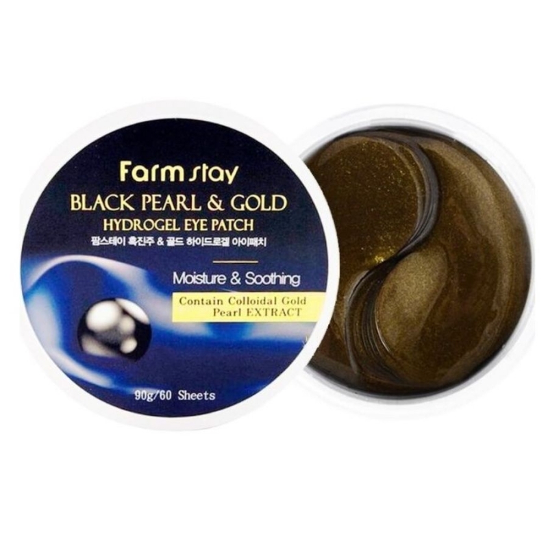 Околоочни хидрогел пачове с черна перла и злато – Farmstay Black Pearl & Gold Hydrogel Eye Patch 90g — снимка 2