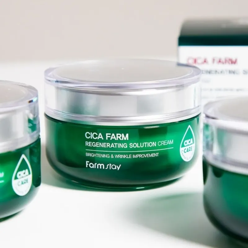 Възстановяващ крем с центела за хидратация и анти-ейдж грижа – FarmStay Cica Farm Regenerating Solution Cream 50 ml — снимка