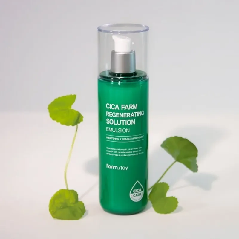 Хидратираща емулсия с центела за чувствителна кожа – FarmStay Cica Farm Regenerating Solution Emulsion 200 ml — снимка 3