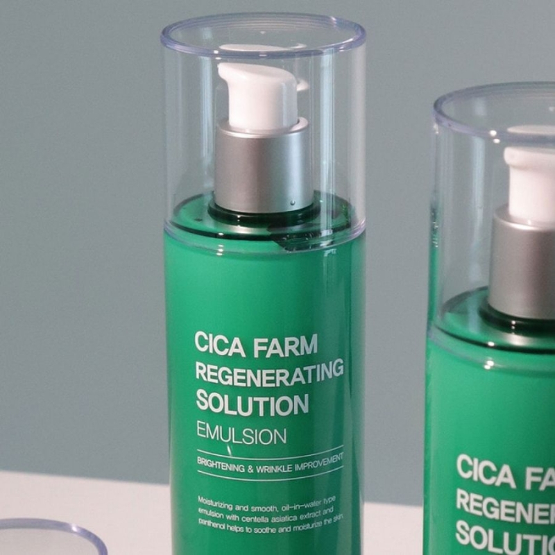 Хидратираща емулсия с центела за чувствителна кожа – FarmStay Cica Farm Regenerating Solution Emulsion 200 ml — снимка 4